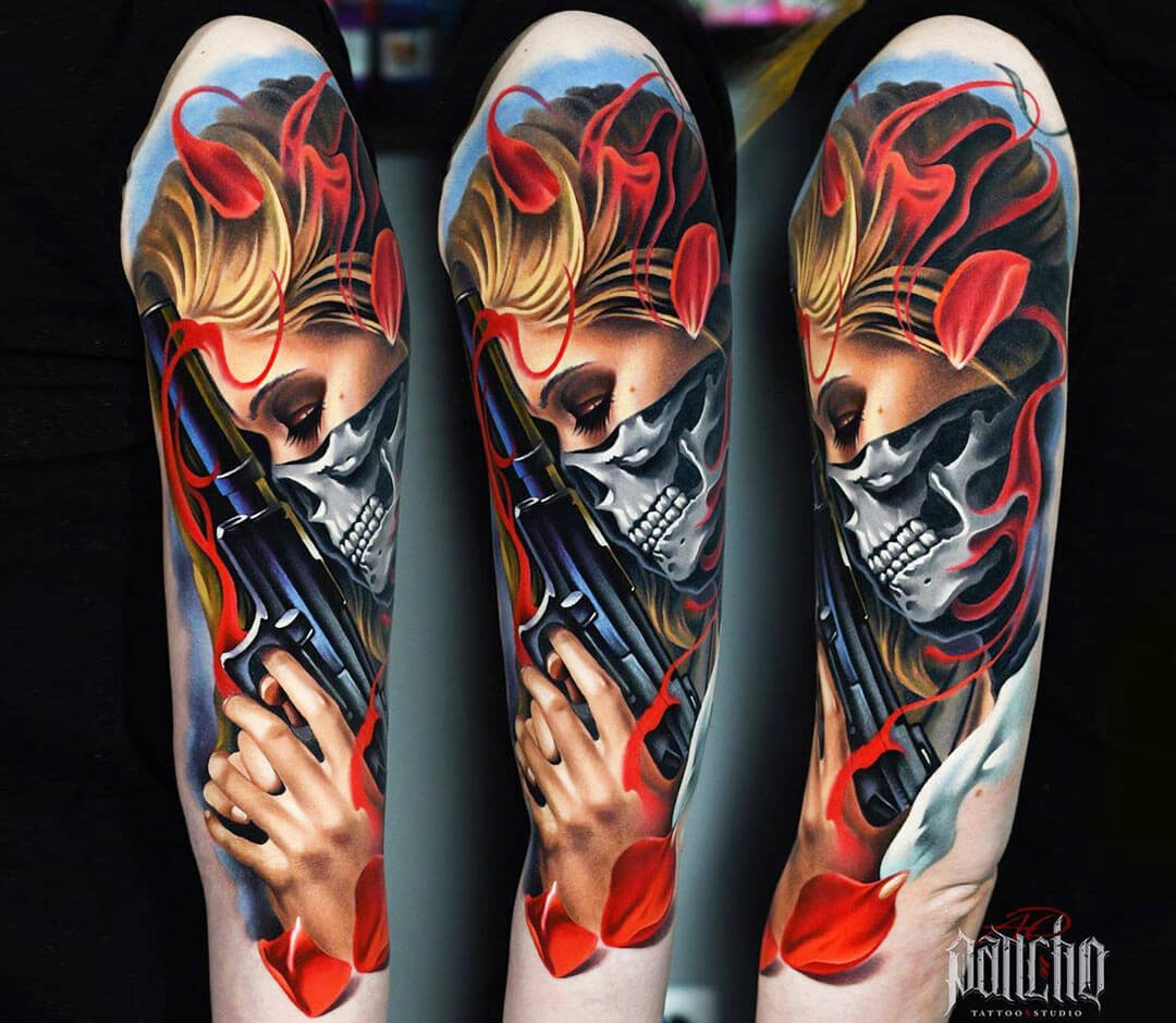 10 Female Gun Tattoos Background Illustrations RoyaltyFree Vector  Graphics  Clip Art  iStock