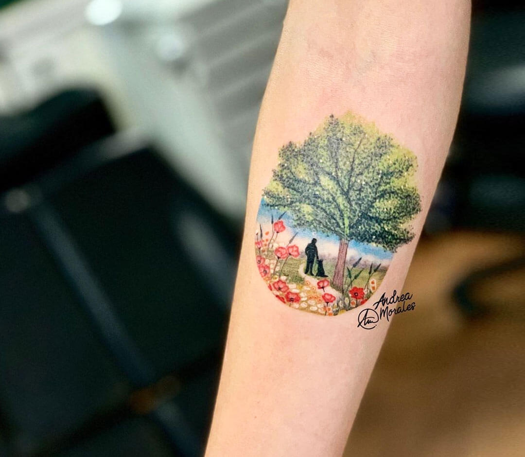 Tree and Flowers tattoo by Andrea Morales | Photo 30393