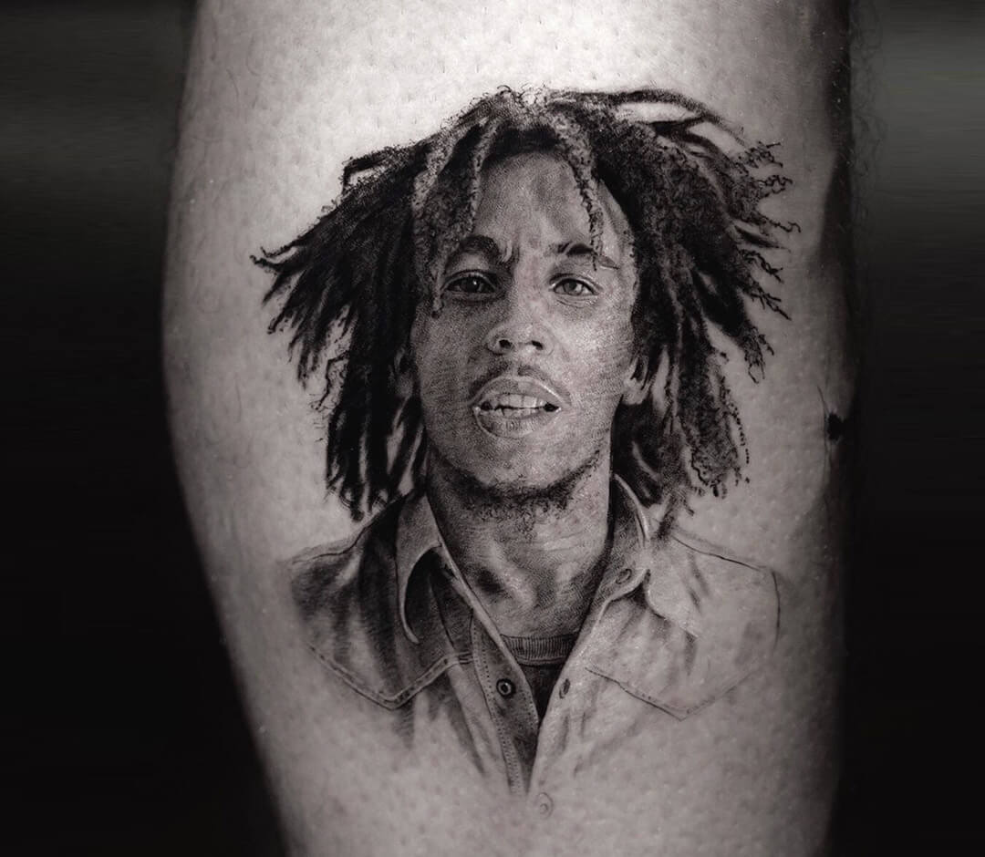 Bob Marley - Black and Grey Tattoos - Last Sparrow Tattoo