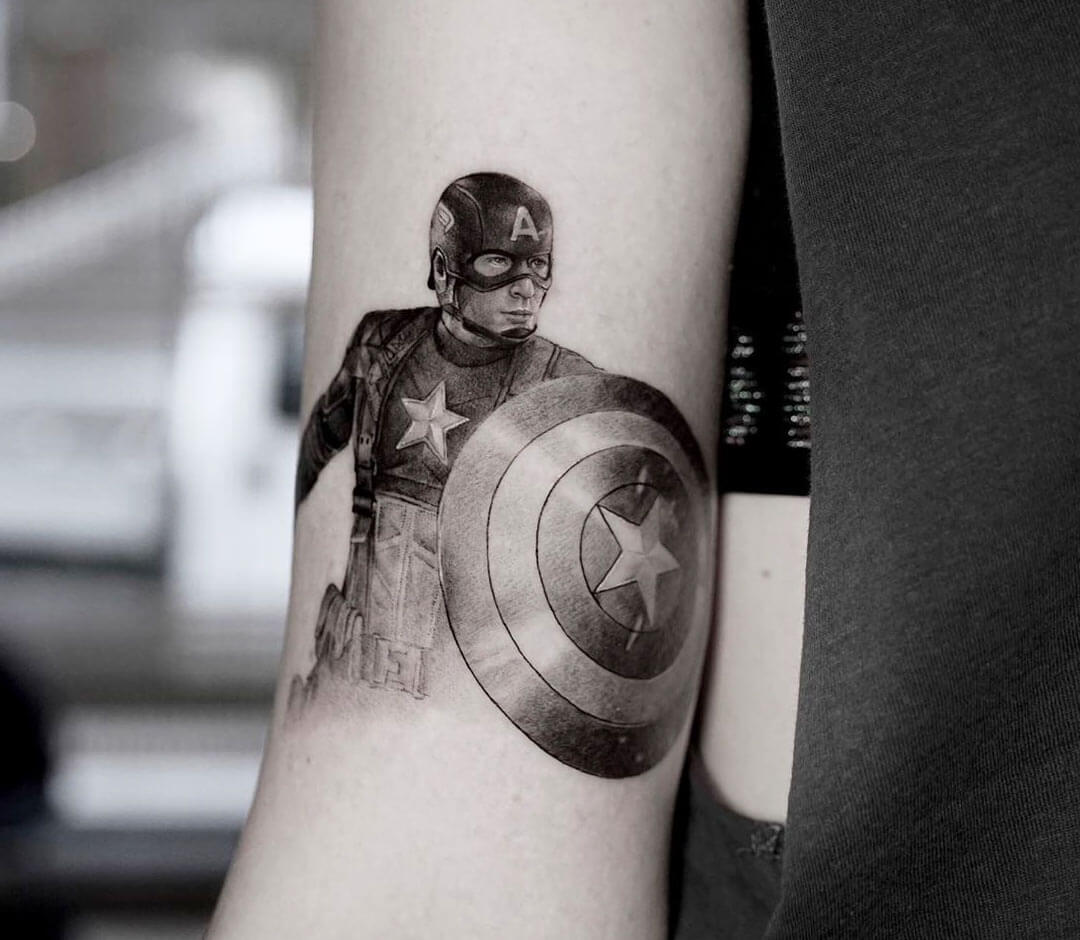 Captain America tattoo by Ben Tats | Photo 31834