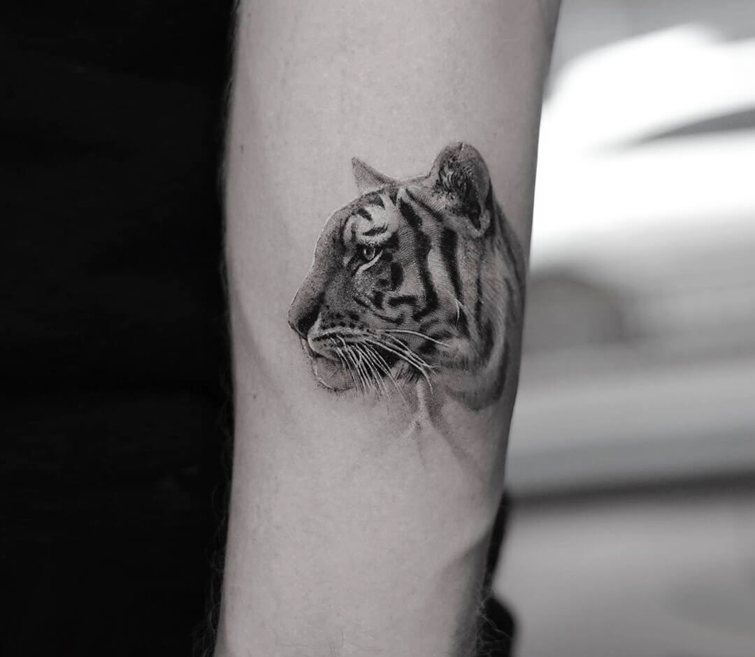 Tiger head tattoo by Ben Tats | Photo 31429
