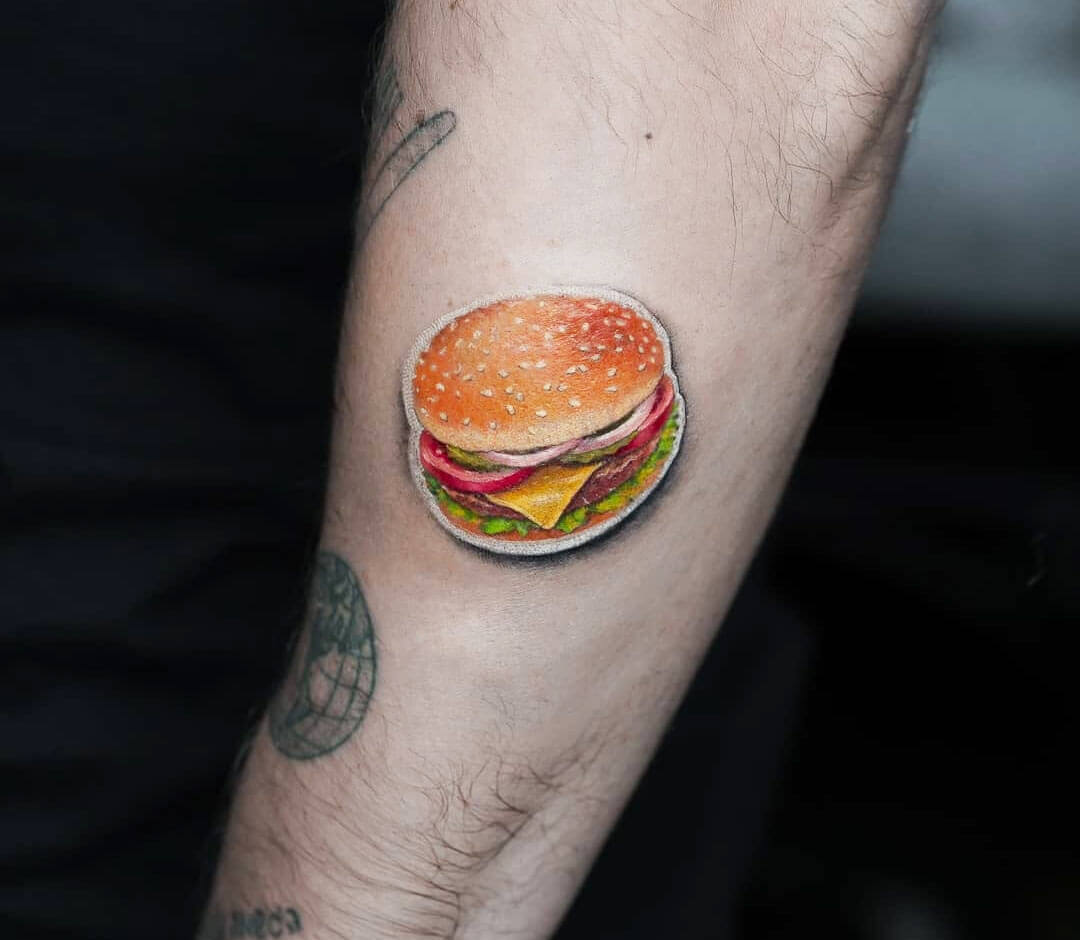 Cheeseburger tattoo by Dani Ginzburg Photo 30959