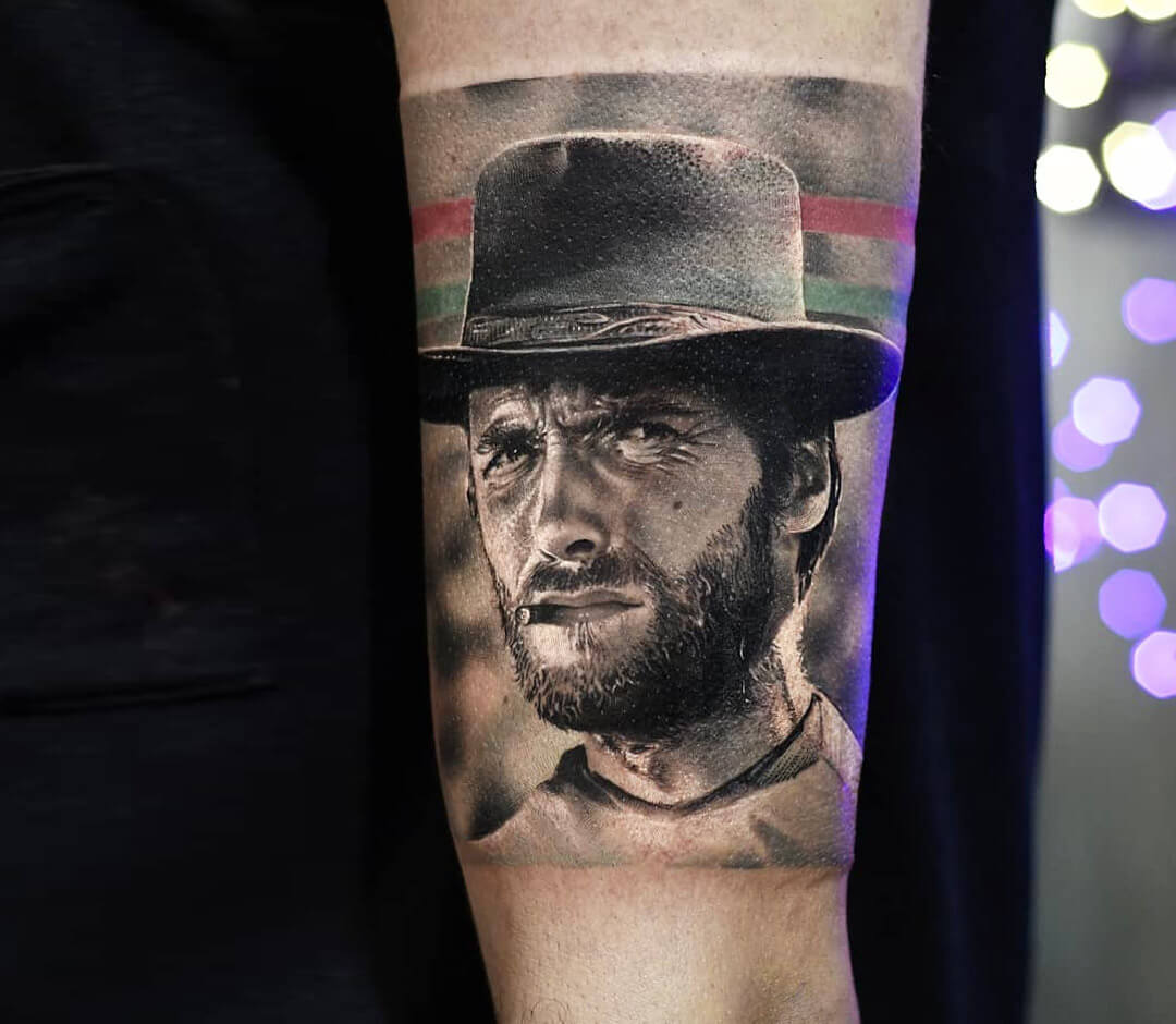 Clint Eastwood Tattoo Time Lapse with Sakred Skin  YouTube