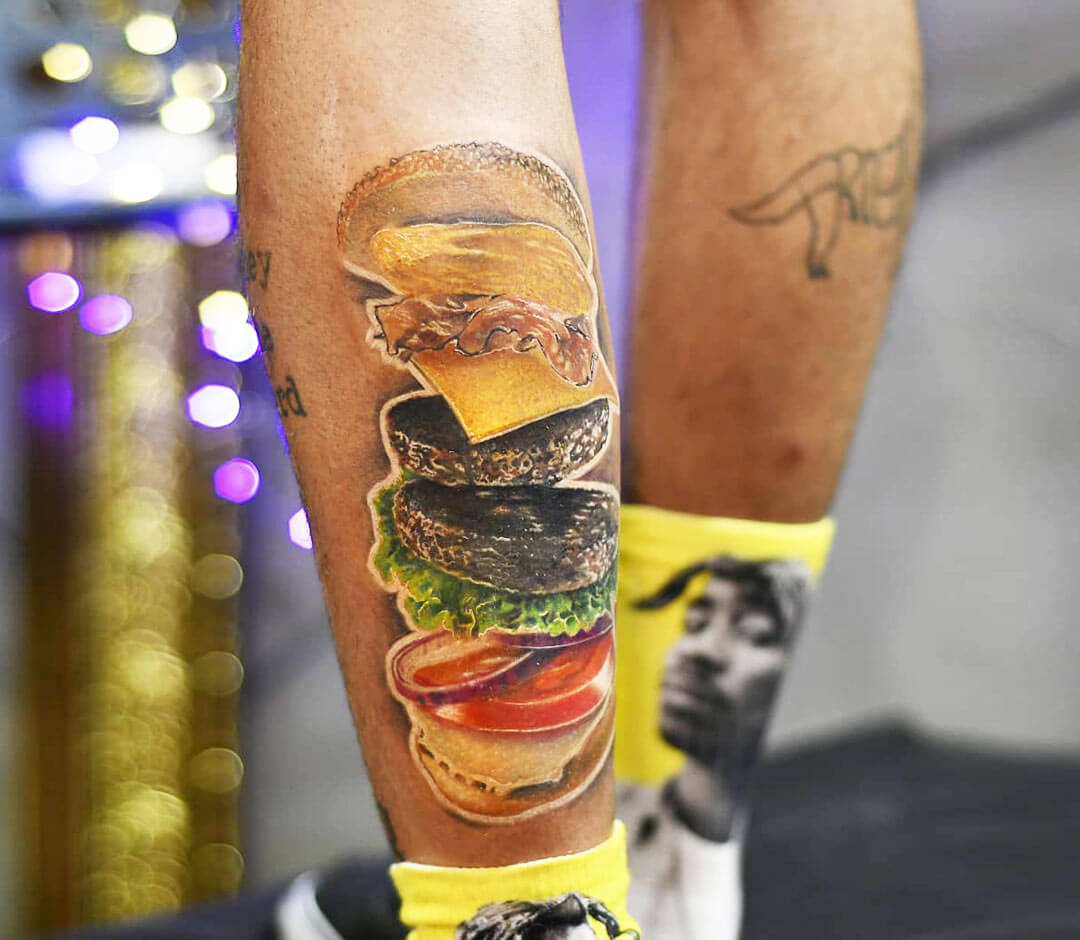 Hamburger tattoo by Dani Ginzburg Photo 30889