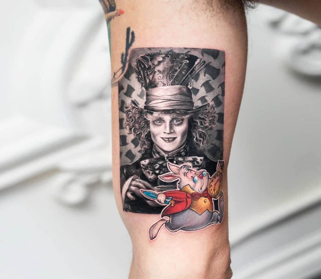 Mad Hatter tattoo by Dani Ginzburg. 