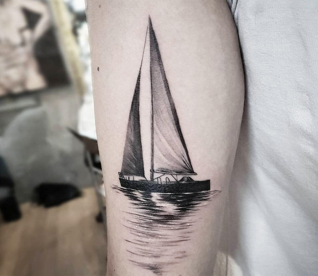sailboat line tattoo