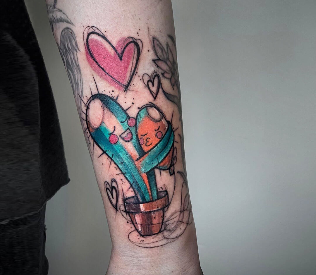 Crystal Cactus, Sparkles and Hearts Tattoo by Megyn Olivia : Tattoos
