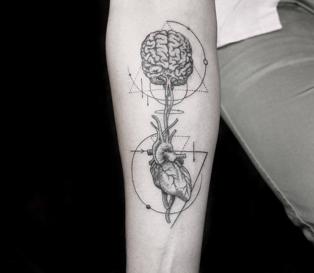 Brain and heart tattoo. Done the other day. | rudy acosta | Flickr