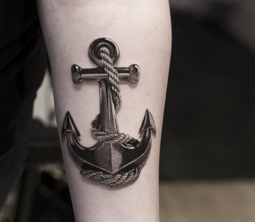 realistic 3D anchor tattoo art Guillaume Martins