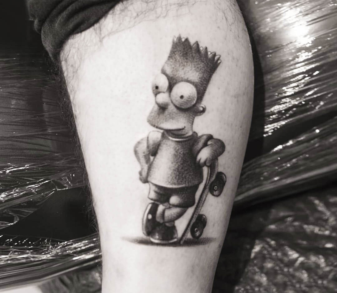 Tattoo photos Gallery. realistic Bart Simpson The Simpsons tattoo art Guill...