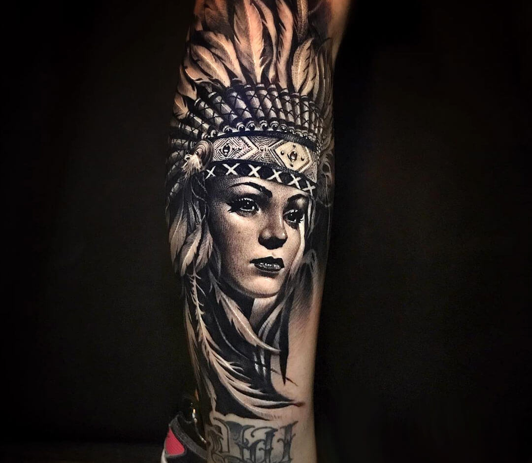 Indian Girl tattoo by Andrey Stepanov | Photo 27951