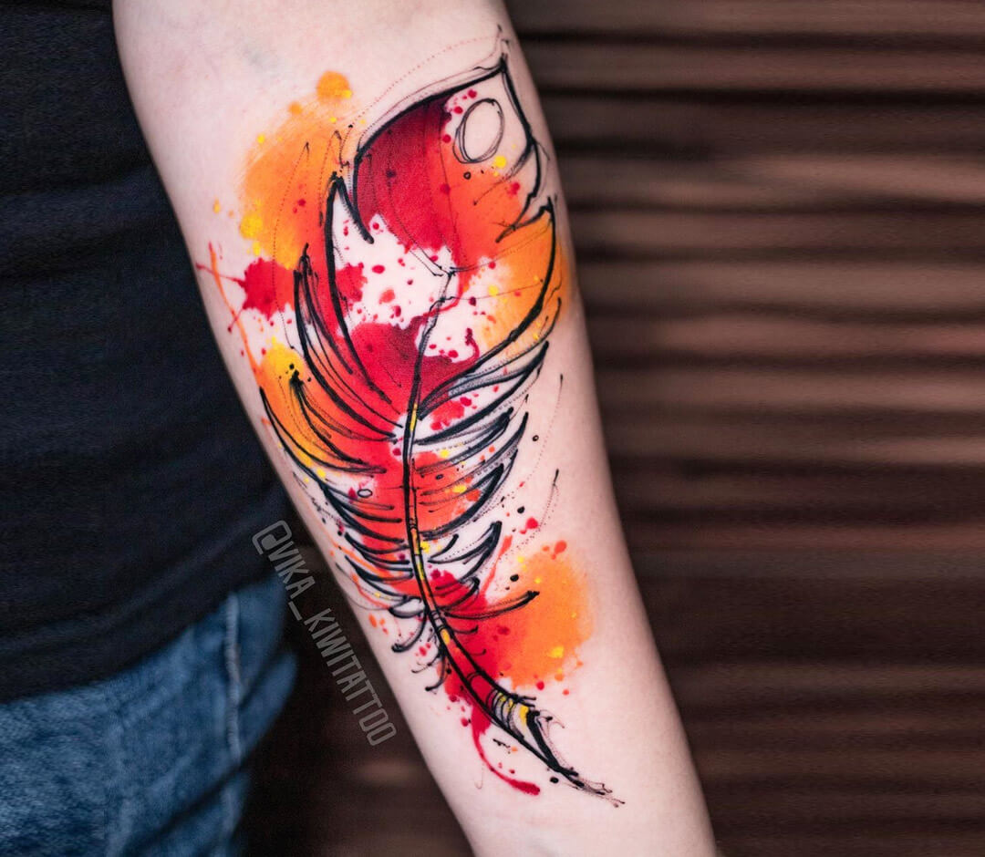 Autumn tattoo on the inner forearm