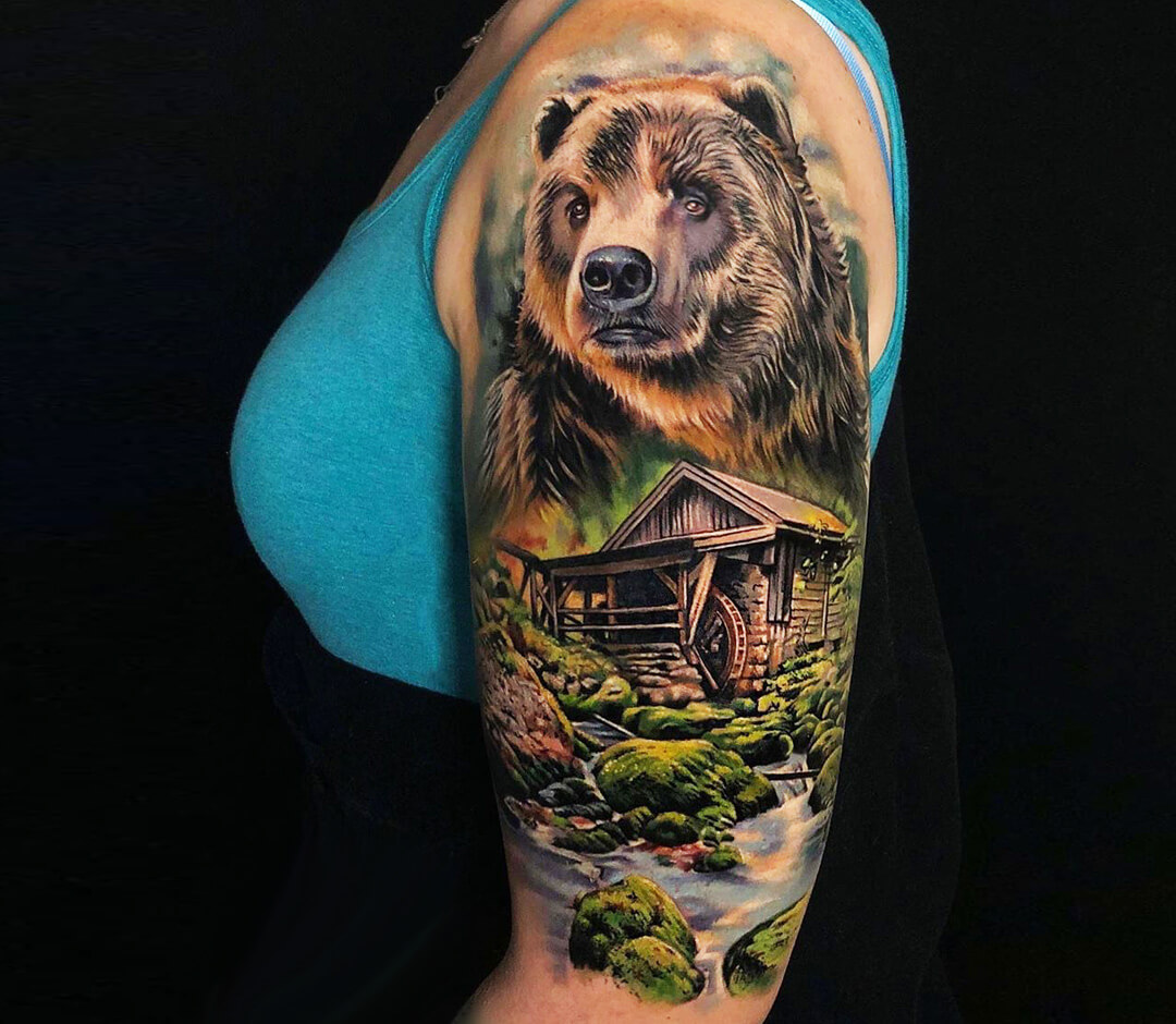 grizzly bear tattoo sleeve