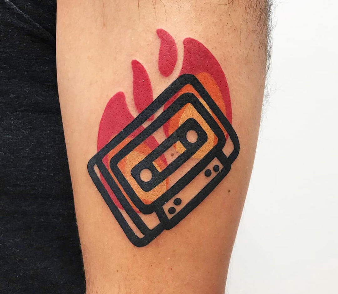Tattoo tagged with: music, small, cassette, betapokes, tiny, ankle, hand  poked, ifttt, little | inked-app.com