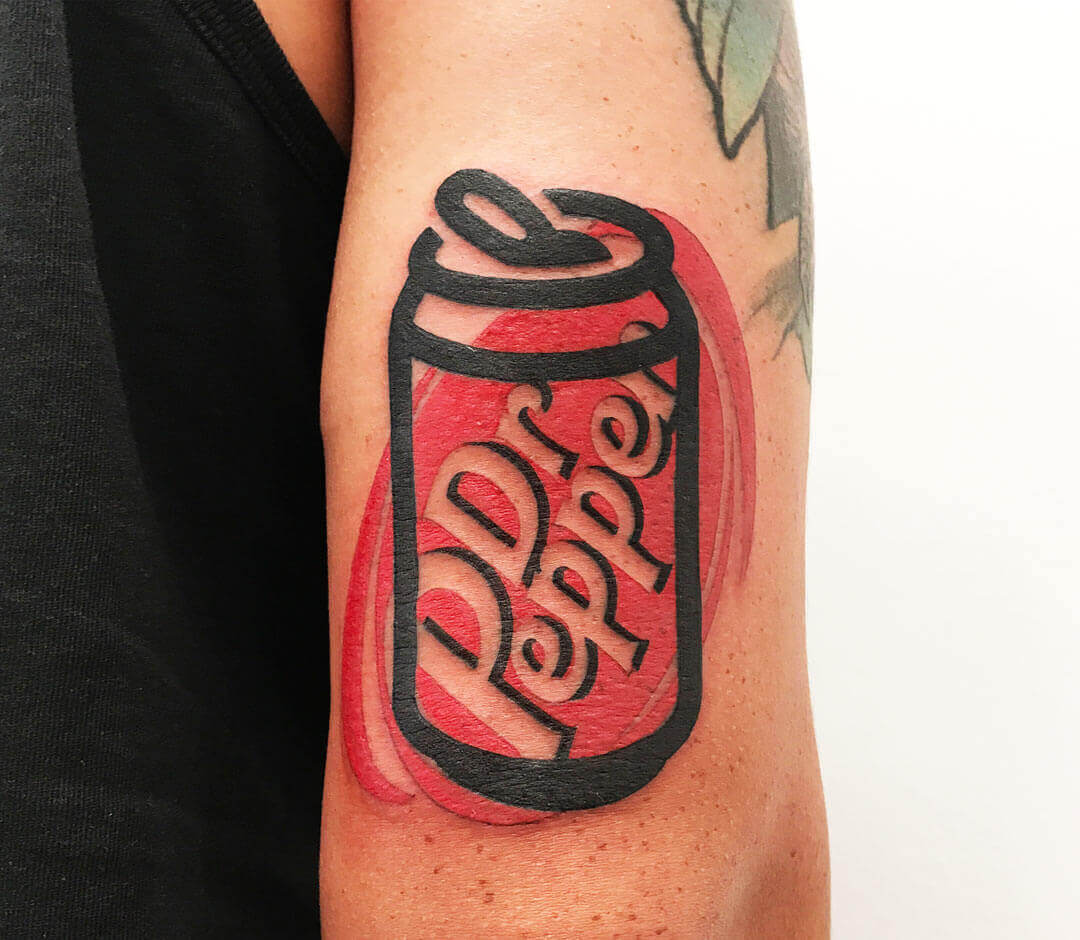 Dr Pepper tattoo by Mambo Tattooer