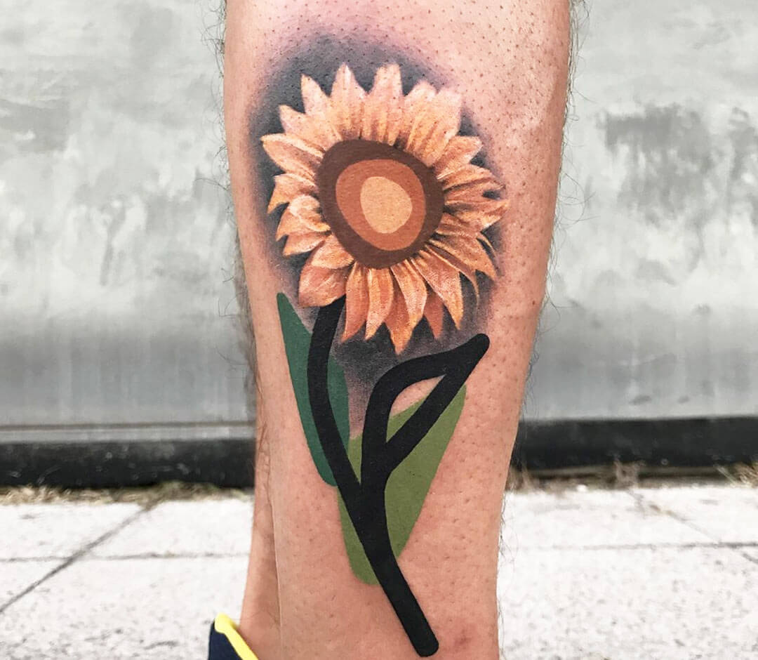 Sunflower tattoo by Mambo Tattooer | Photo 31665