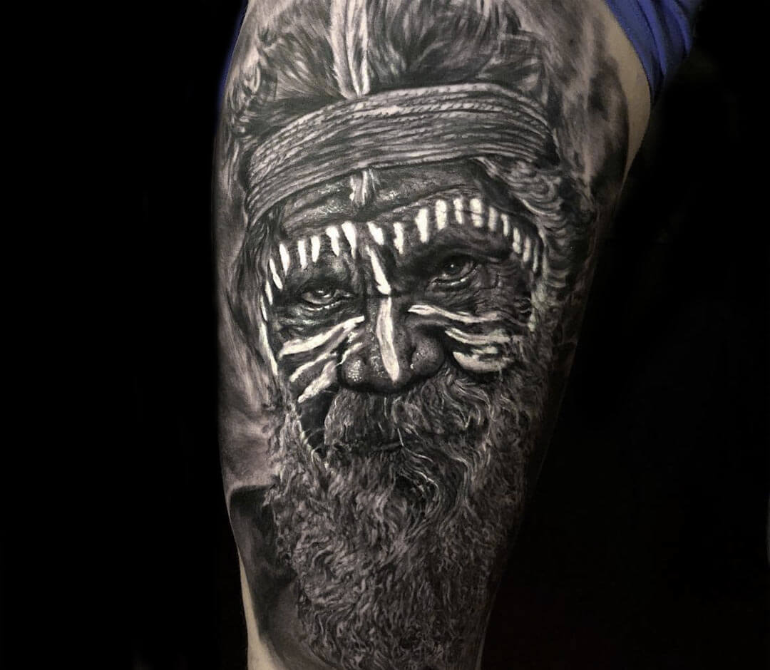 Aboriginal man tattoo by Marcos Martins Photo 30032