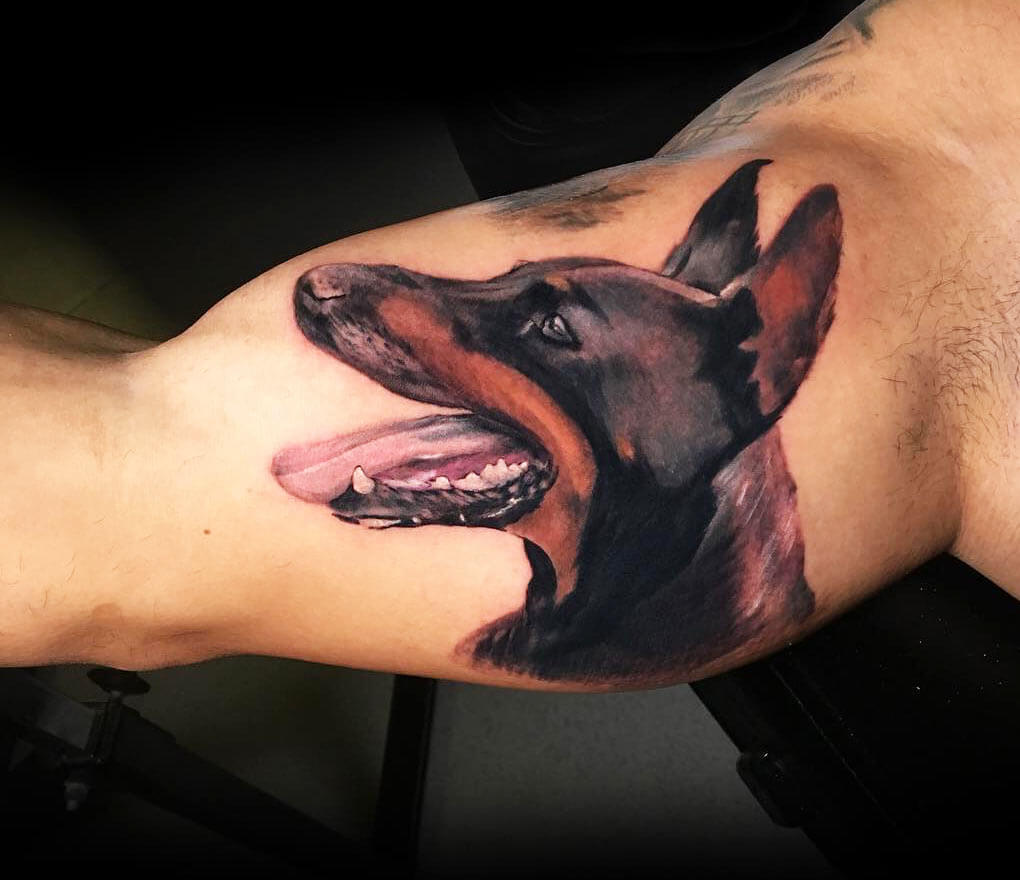 Doberman tattoo by Roy Tsour | Post 29704