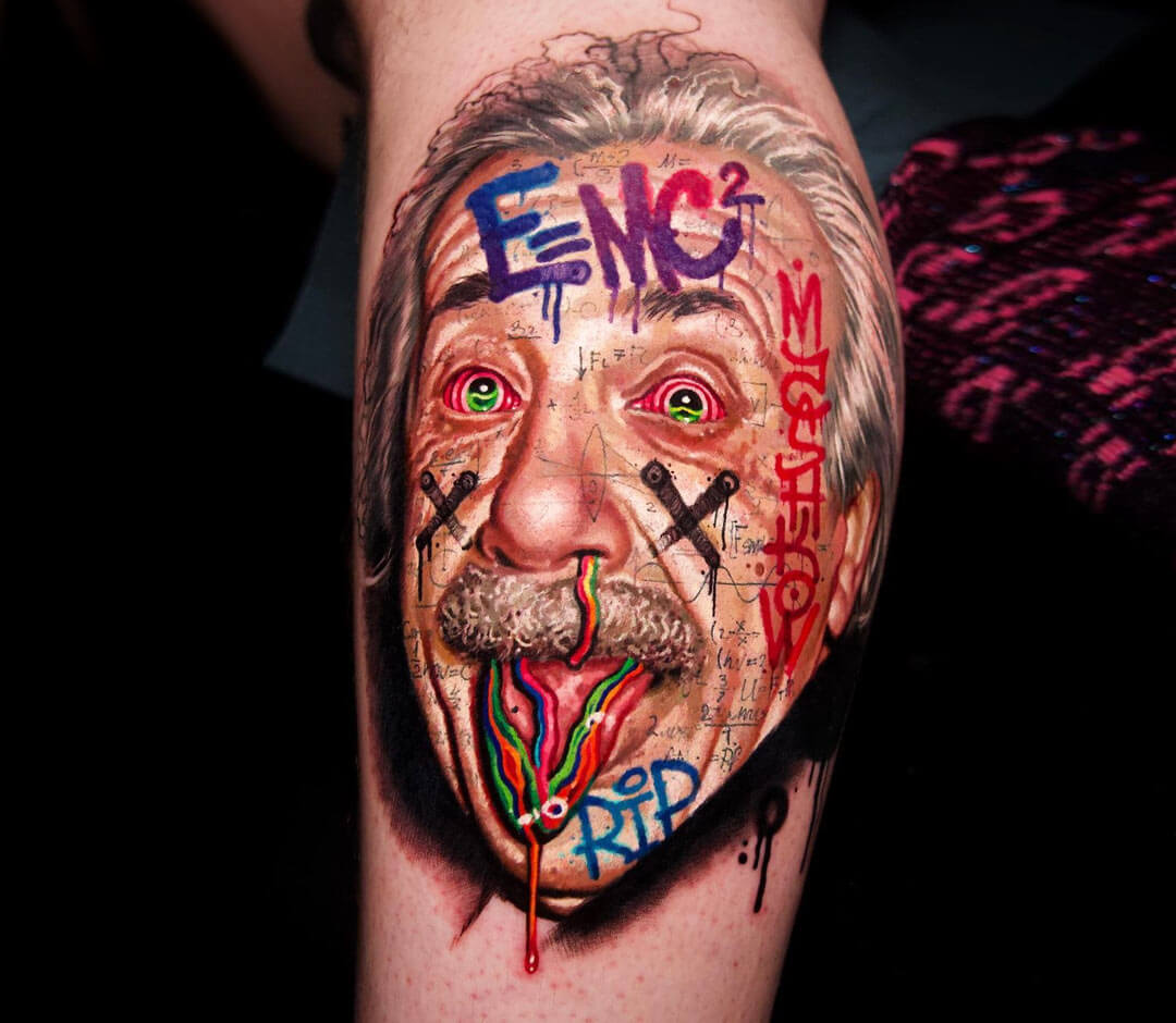 Albert Einstein tattoo by Mashkow Tattoo Photo 31385