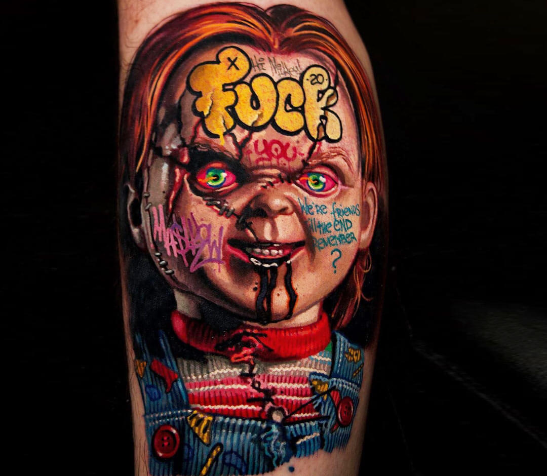 This Chucky tattoo a fb friend is very proud of. : r/badtattoos
