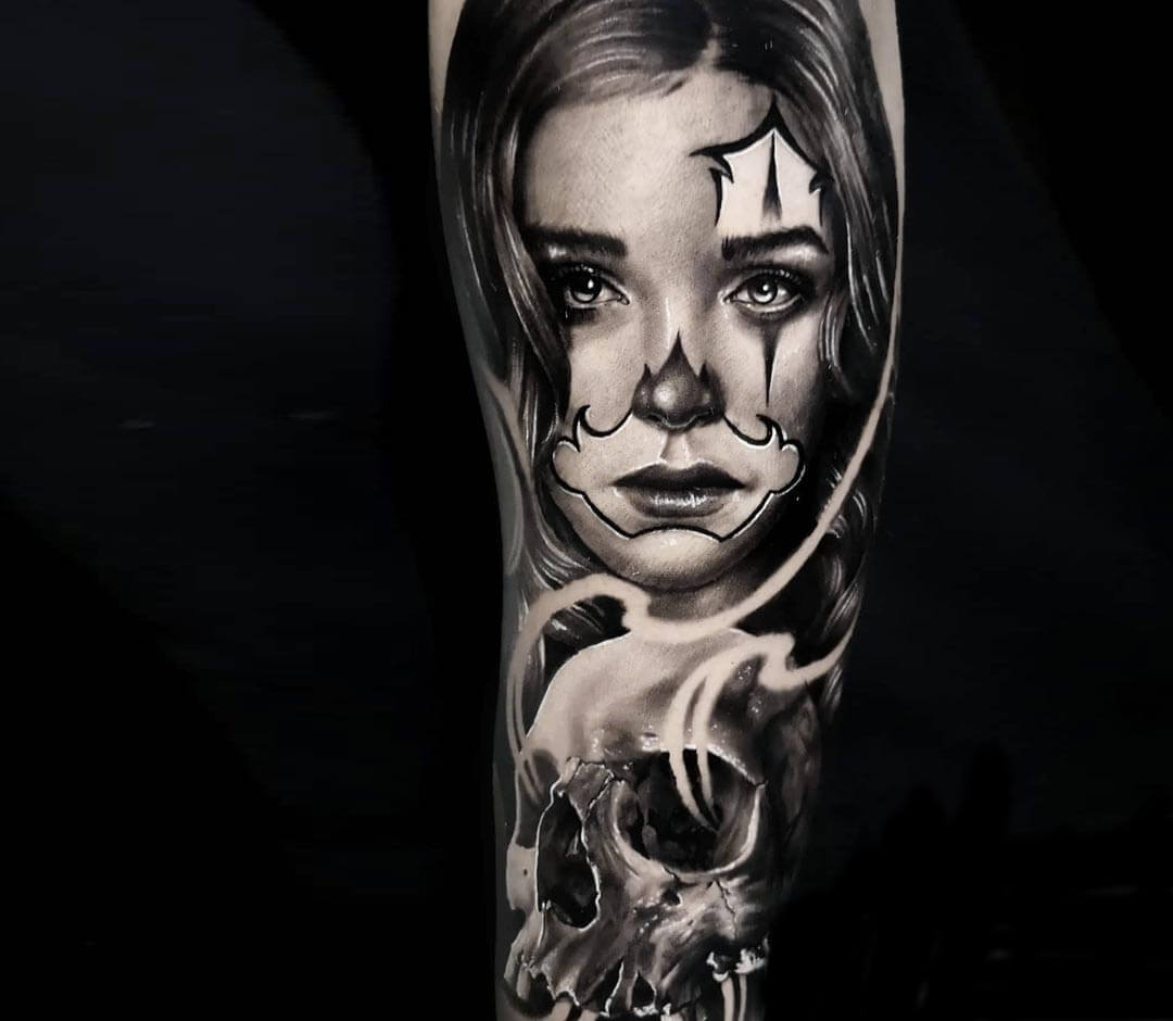 Clown Girl Tattoo By Michael Dagostini Photo 30210 2604