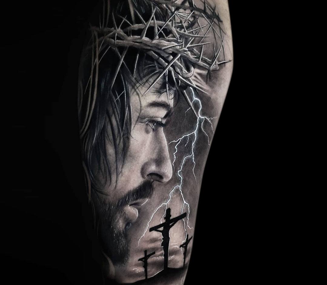 Jesus Tattoo on Arm | Christ tattoo, Jesus christ tattoo, Jesus tattoo
