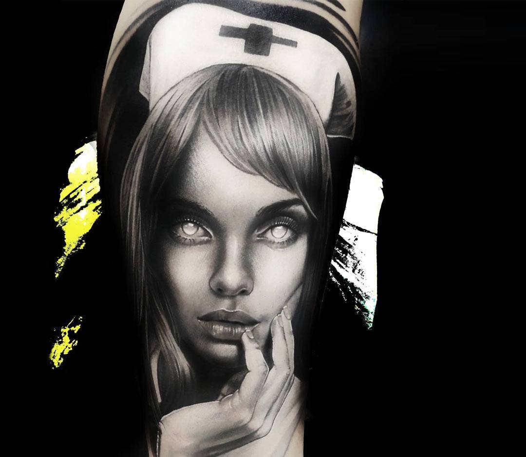 tattoo design, stencil, portrait of mario by artgerm | Stable Diffusion