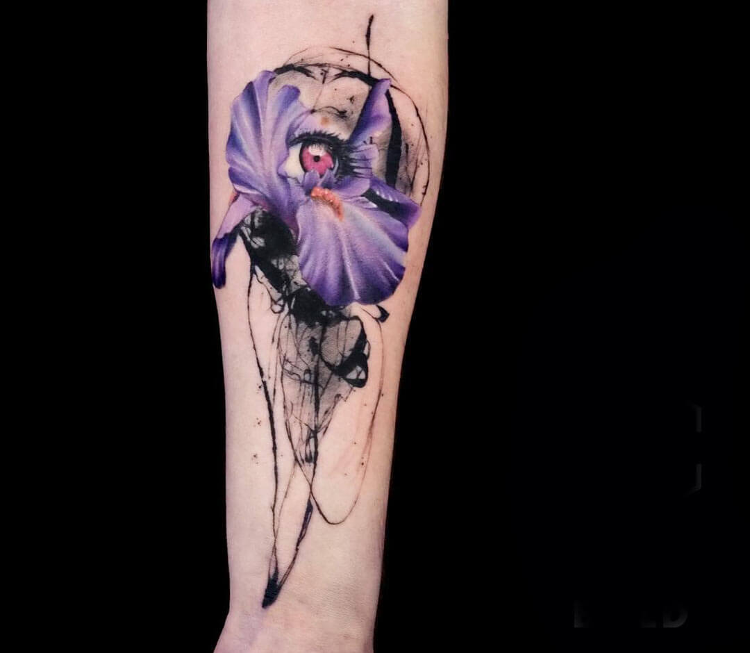 Premium Photo | Detailed Anatomy Purple Flowers Tattoo On White Background