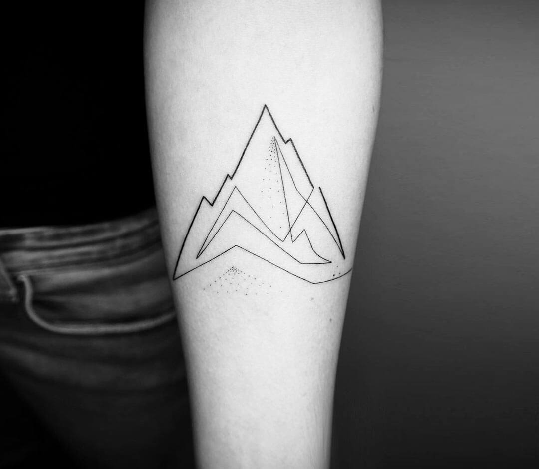 Lovely Ski Mountain Landscape with Flowers Tattoo Design – Tattoos Wizard  Designs