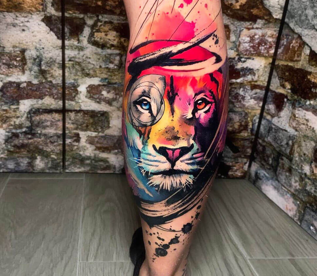 watercolor animal tattoo