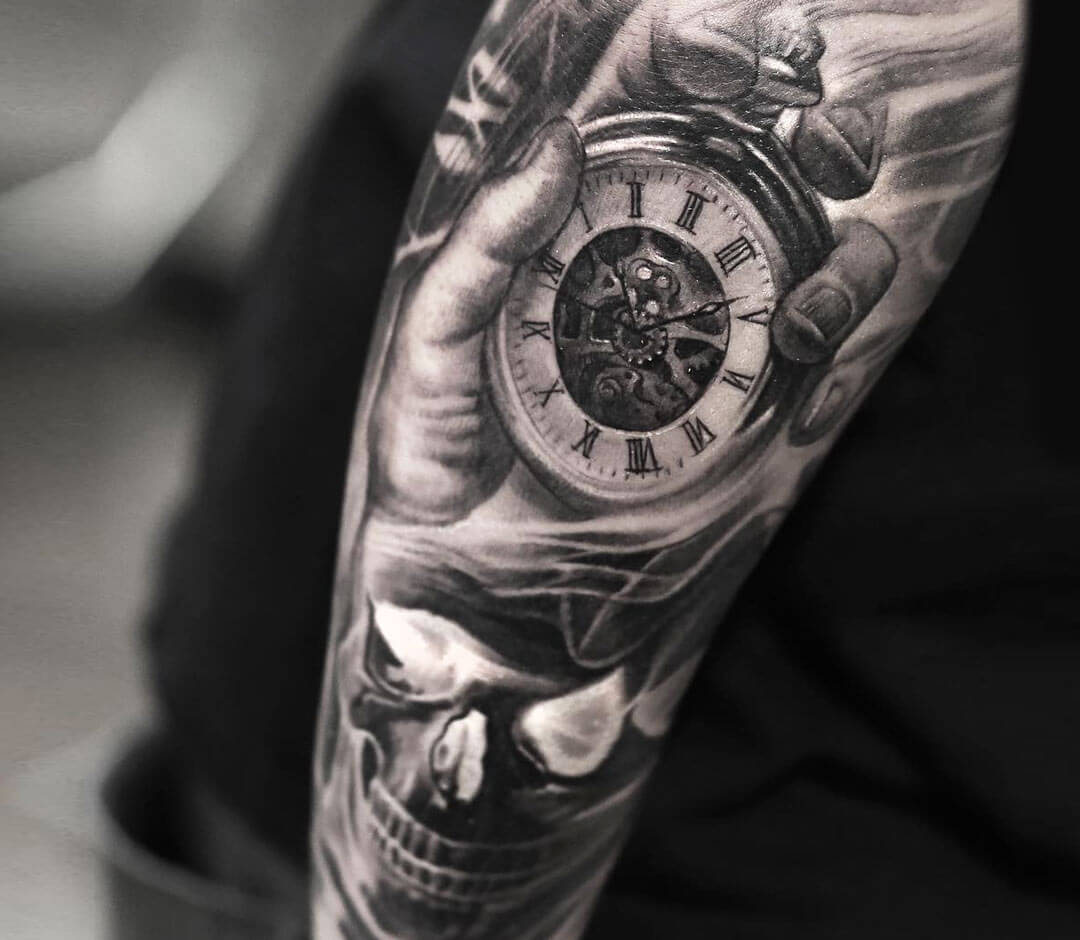 Pocket watch tattoo by Qtattoo Lee Photo 32173