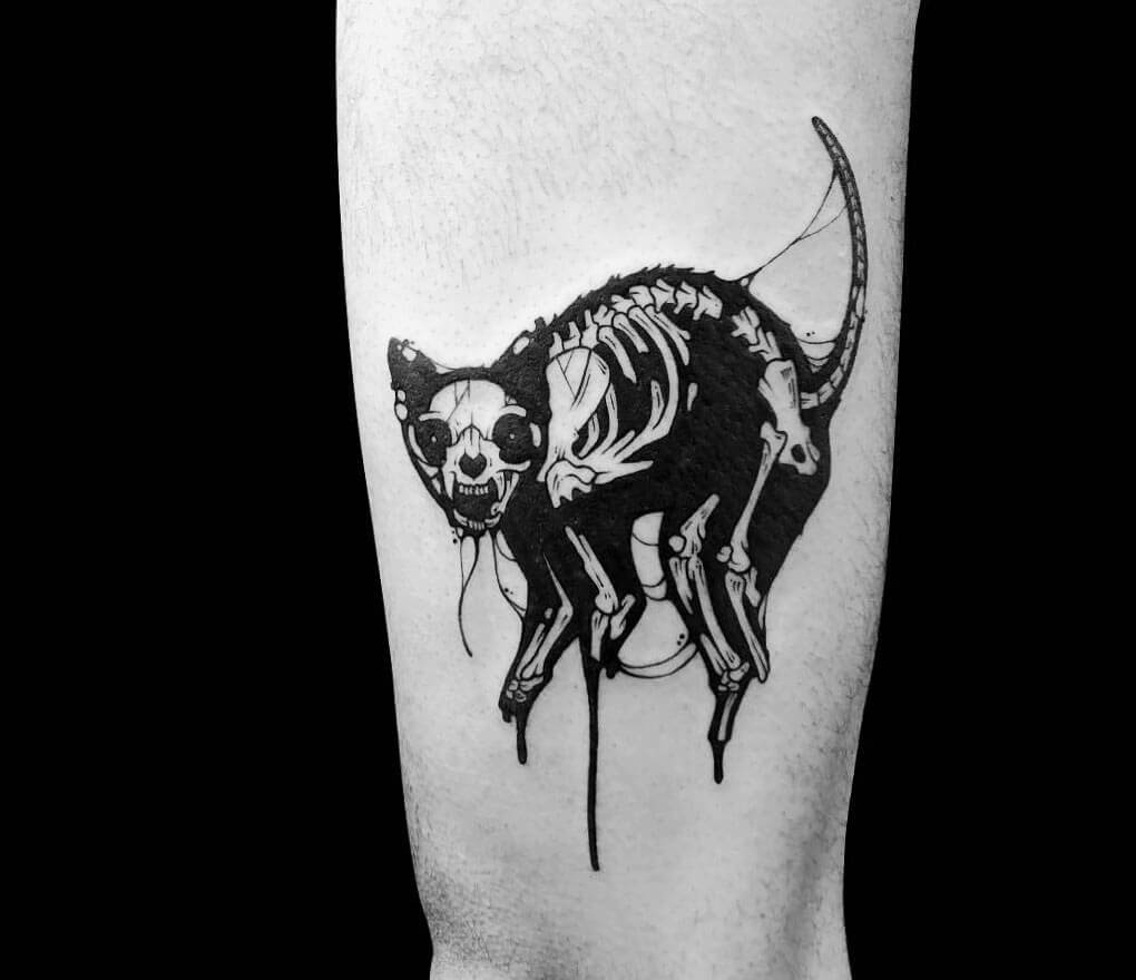 This stunning cat skull is a... - The black hat tattoo | Facebook