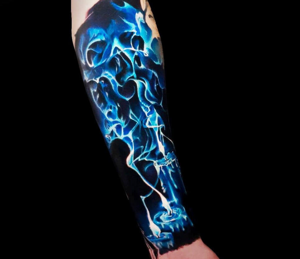 Lightning face tattoo by A D Pancho | Photo 14192