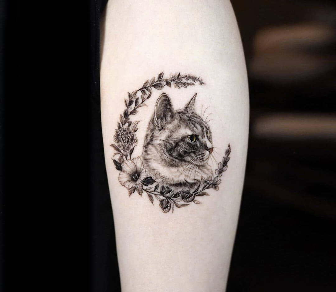 Stunning Realistic Cat Portrait Tattoo