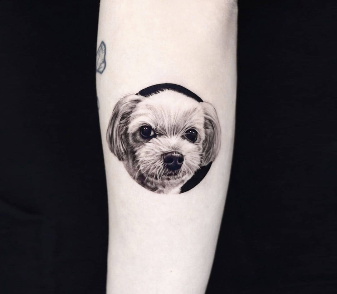 Dog head tattoo by Tattooist Yeono Photo 30803