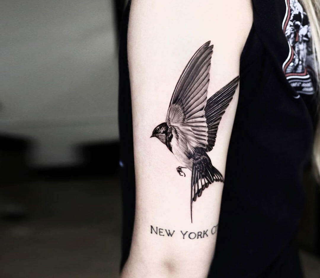 Zealand Tattoo - Beautiful swallow tattoo for client Rhiaan 👌🏼# swallowtattoo By our Queenstown artist Leila @skadi.ink  🔥#zealandtattooqueenstown | Facebook