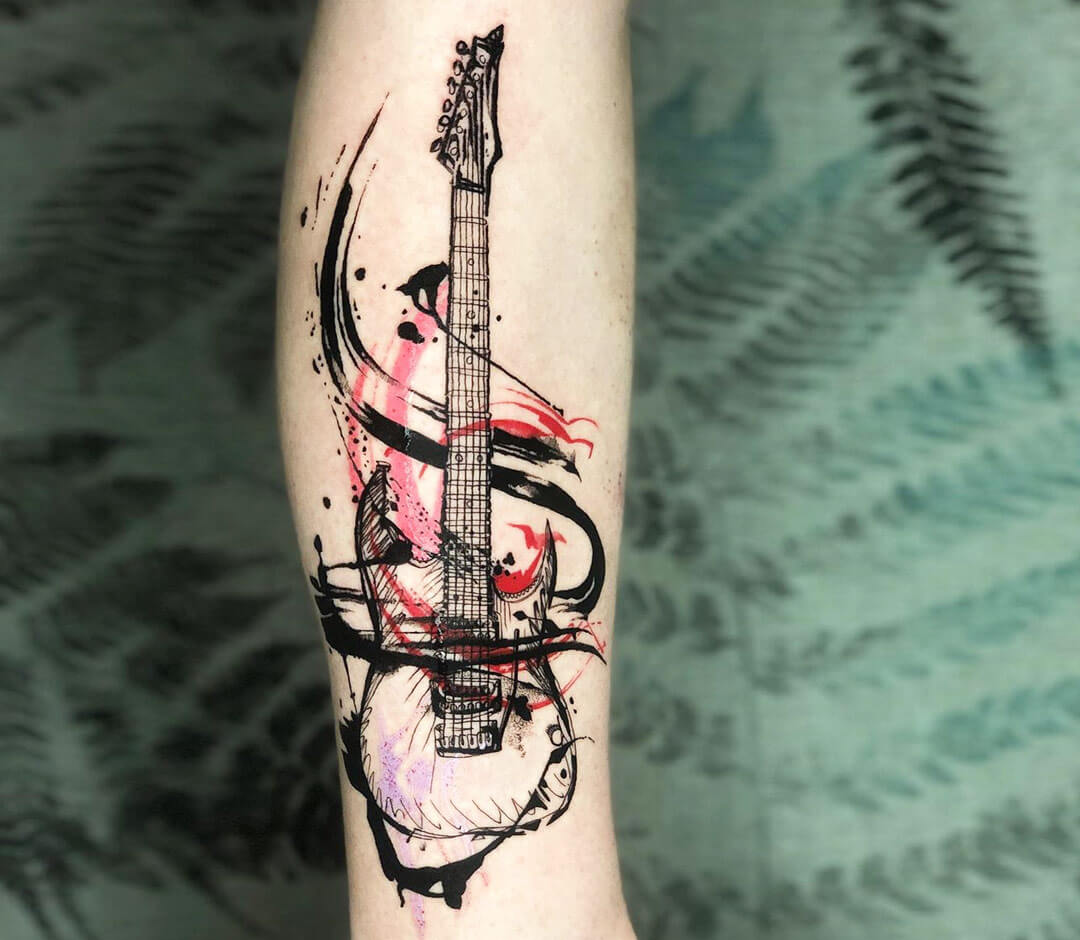 Guitar tattoo by... - Skin Machine Tattoo Studio | Facebook