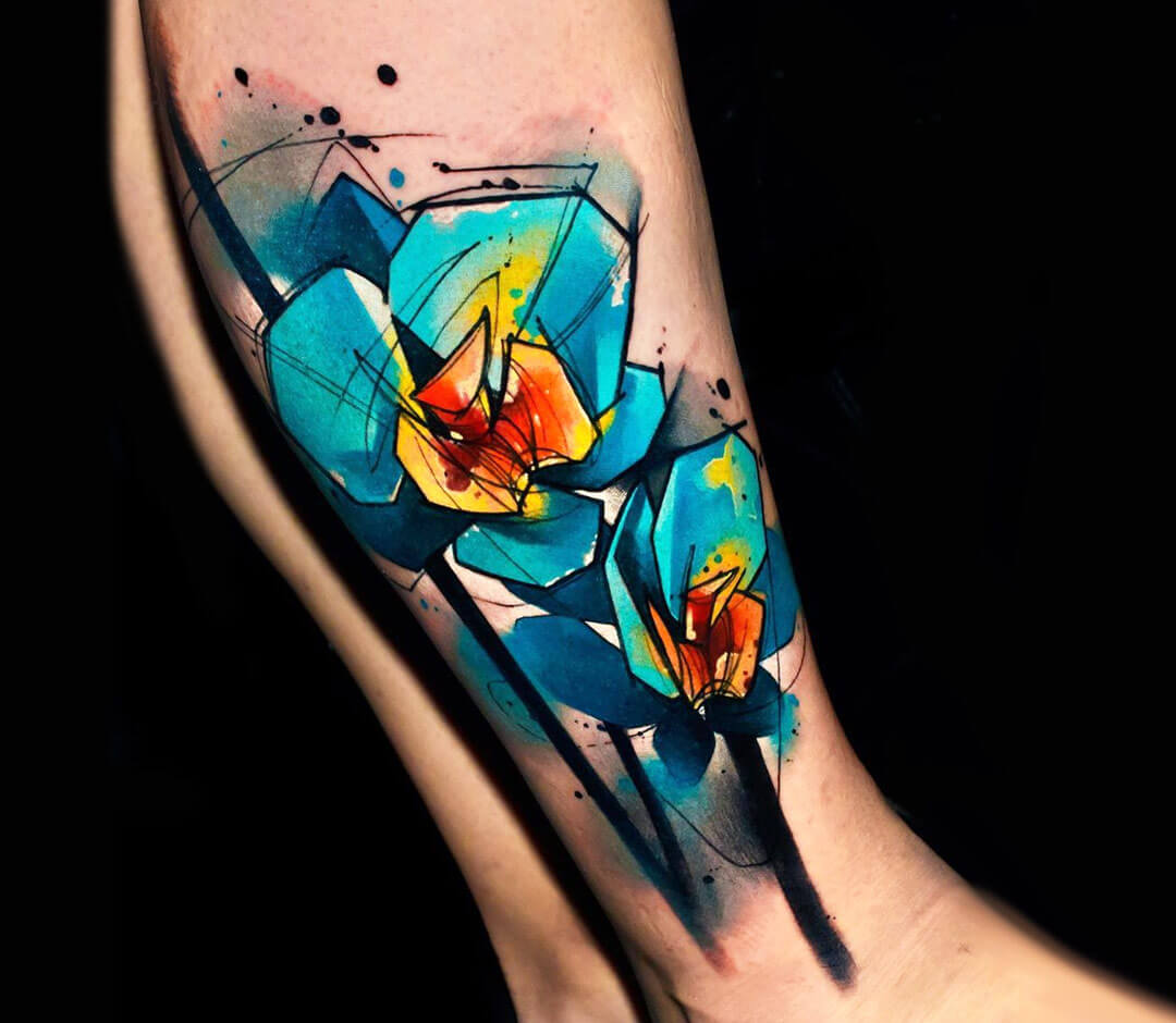watercolor orchids tattoo