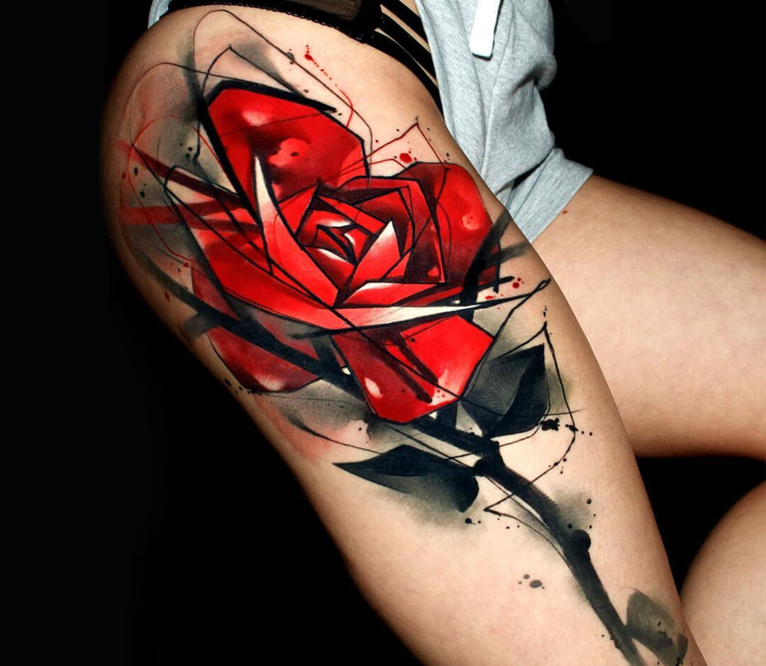 Tattoo photos Gallery. abstract red rose flower tattoo art Uncl Paul Knows....