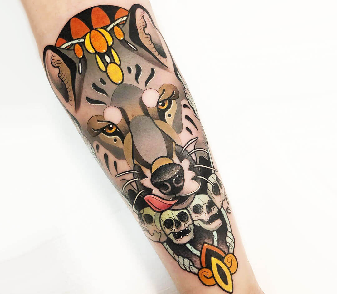 Black Forest Tattoo Sticker Realistic Tiger Wolf Skull - Temu Republic of  Korea
