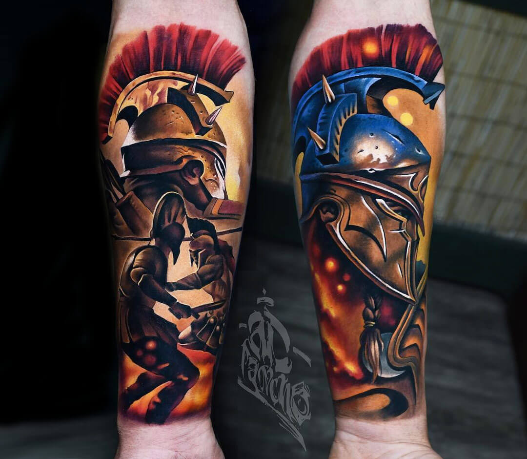 Tattoo uploaded by Mayhem ink phuket  Gladiator full sleeve design   Tattoodo