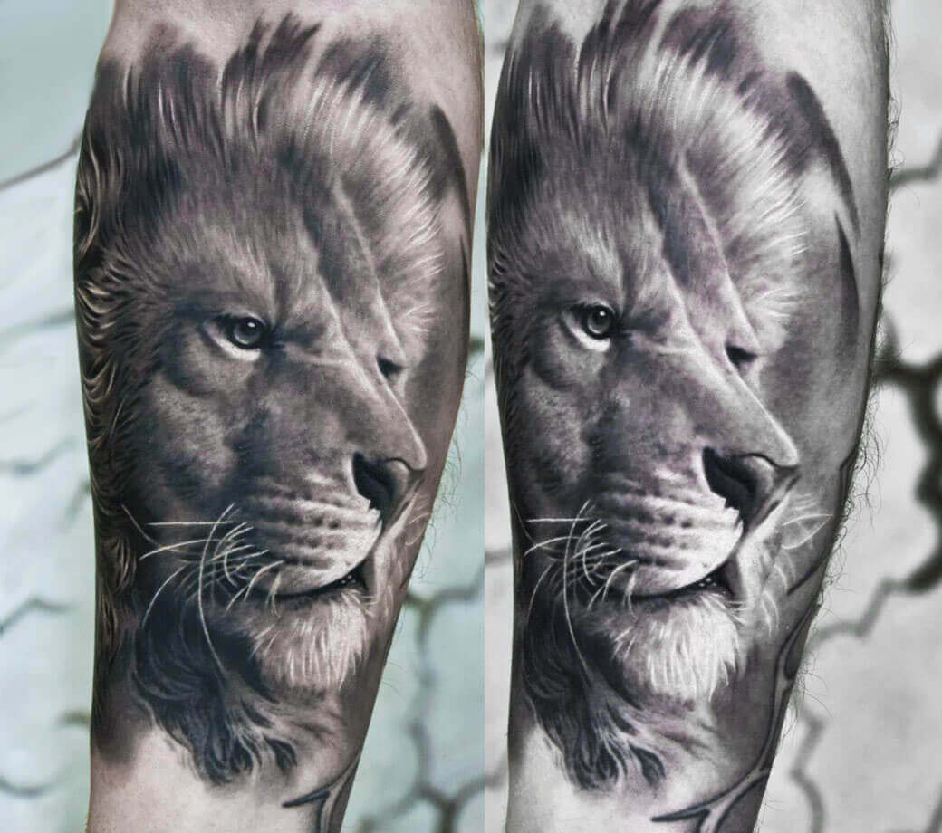Black and grey realistic lion tattoo process tattoo artist - RSilva ... |  TikTok