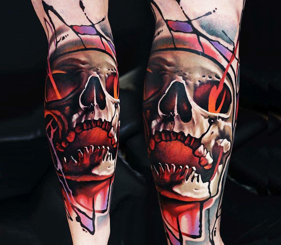 Airbrushed and Colourful Skull Tattoo Style · Creative Fabrica