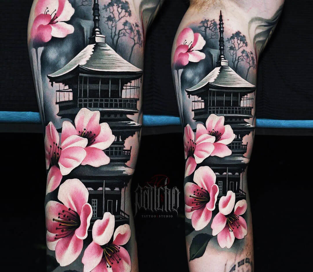 Pagoda tattoo by A.d. Pancho | Post 29138
