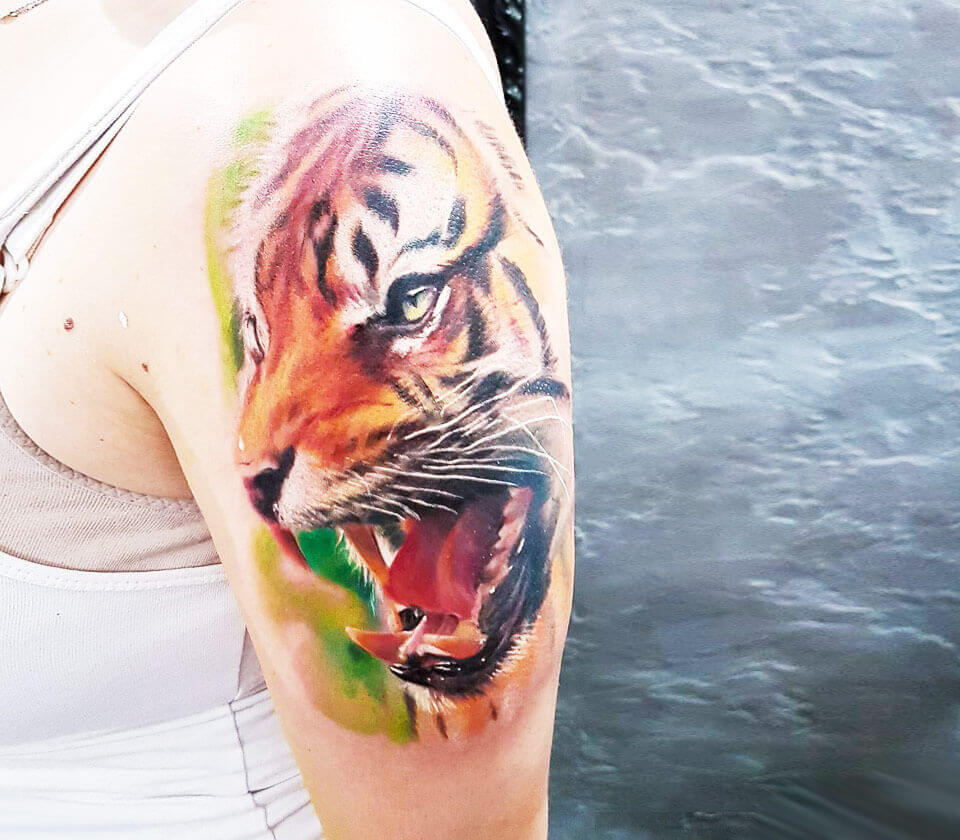 Water Colour 3d Lion Temporary Tattoo For Women Men Adult Kids Animal Tiger  Tattoos Sticker High Quality Fake Large Tatoos Decal - Temporary Tattoos -  AliExpress