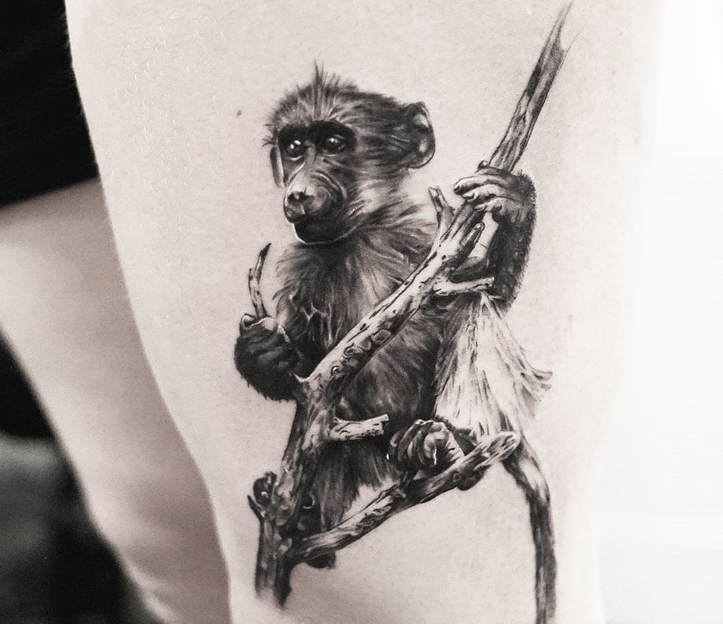 Monkey tattoo by Adrian Lindell | Photo 23448