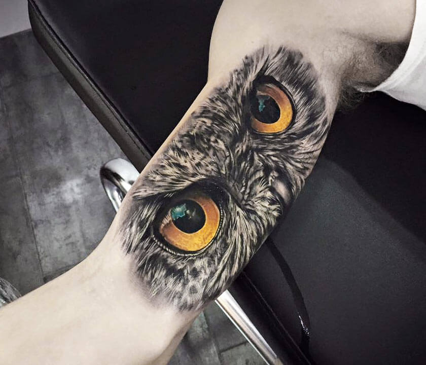 Arm Hand Eye Owl Tattoo by Adrenaline Vancity