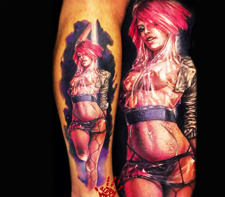 Tattoo photos Gallery. realistic stripper woman realistic tattoo art Alex N...