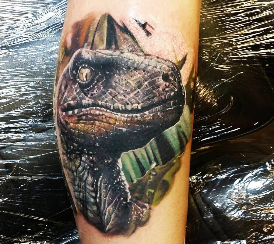 Velociraptor tattoo by Alex Wright Photo 20815