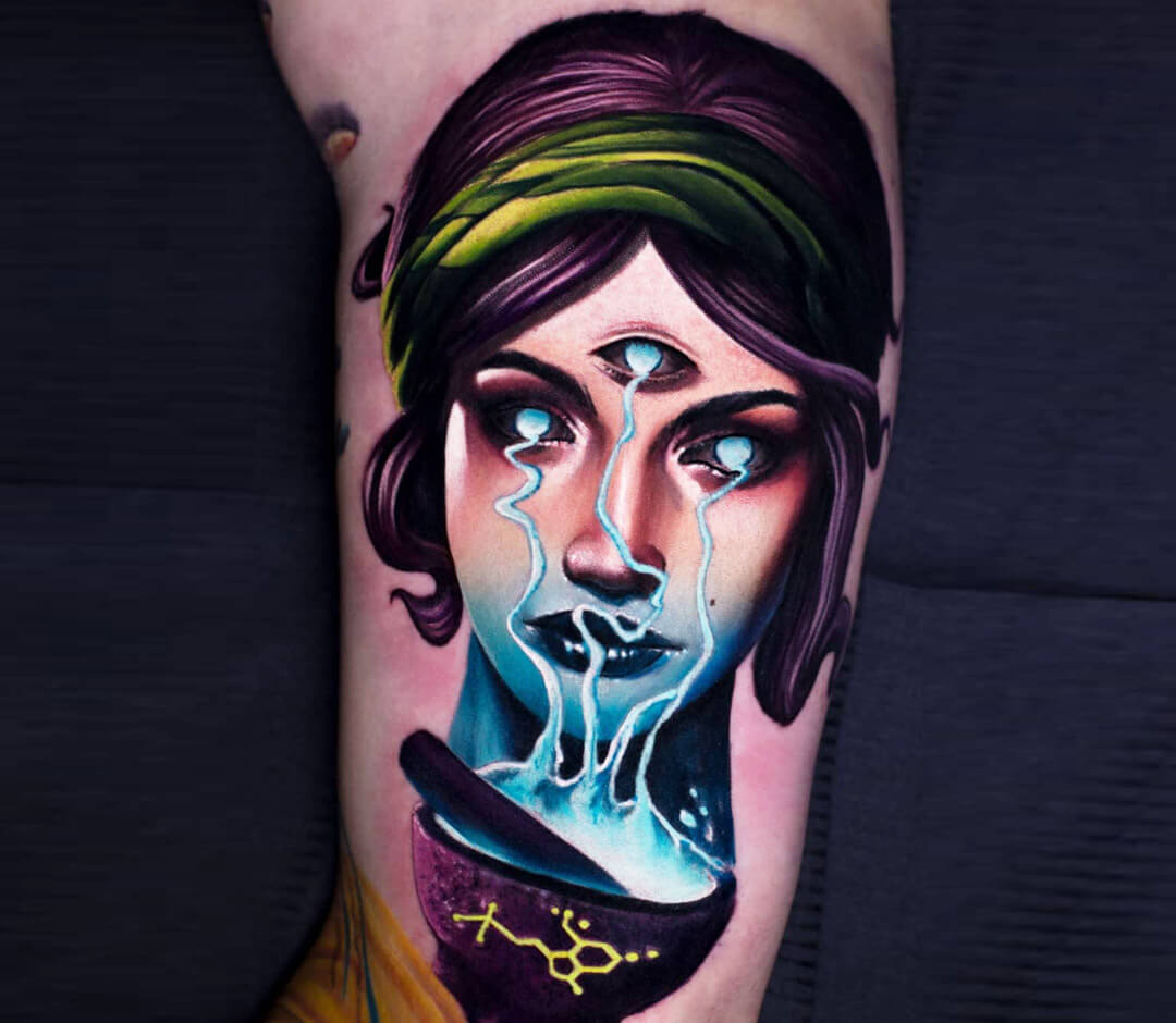 Drugs Face tattoo by Alexander Kolbasov Photo 26780